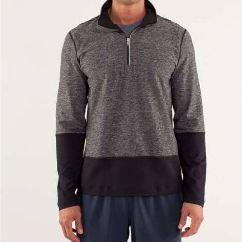 Lululemon Speed 1/2 Zip Pullover Long Sleeve Running Top Gray/Black M 20" PTP